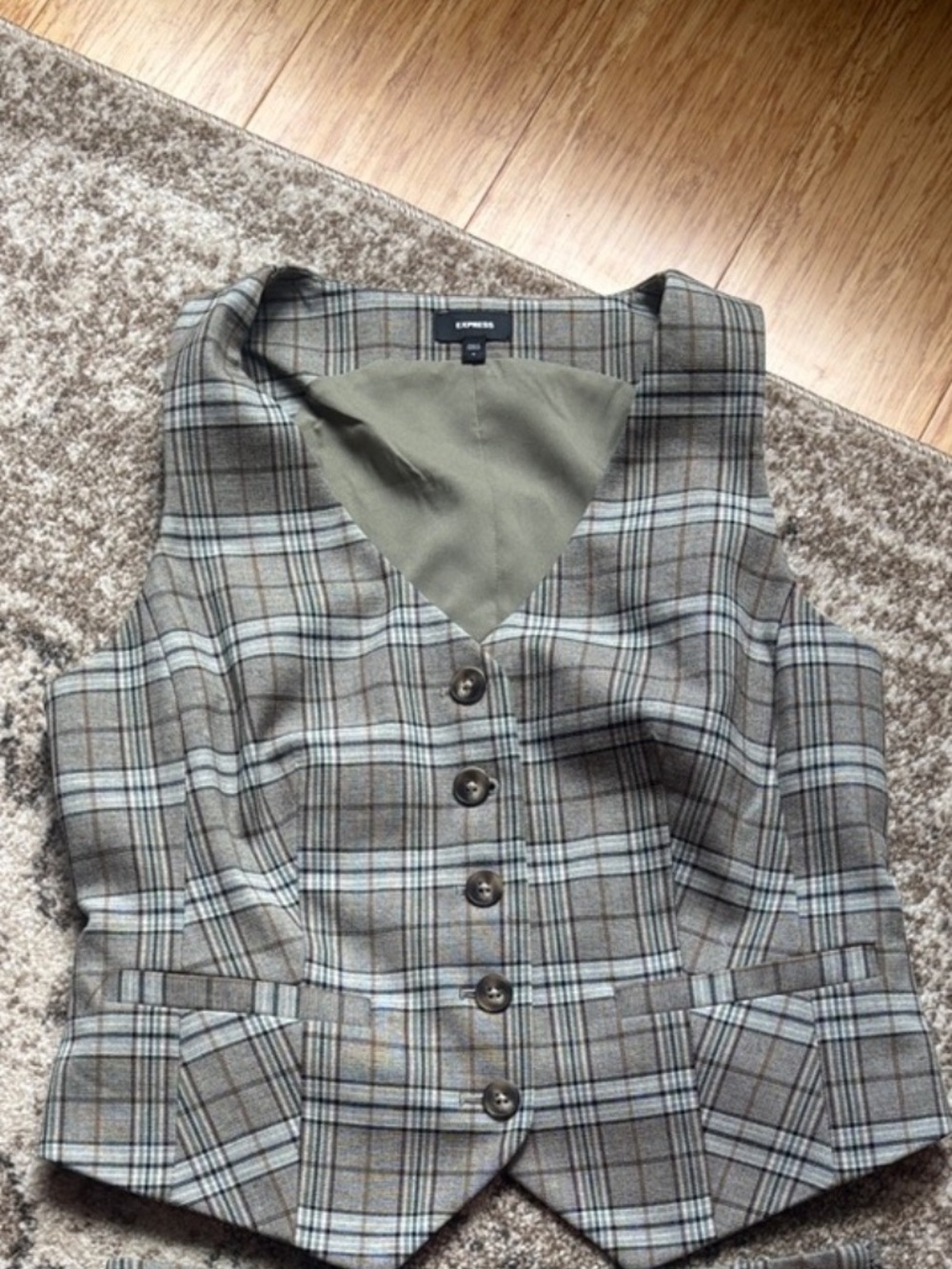 Vest only- Gray Plaid